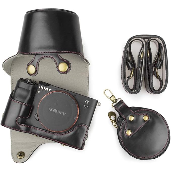 保護套兼容索尼 A7C Alpha 7C 和 28-60 毫米鏡頭相機保護套,帶肩帶和儲物袋