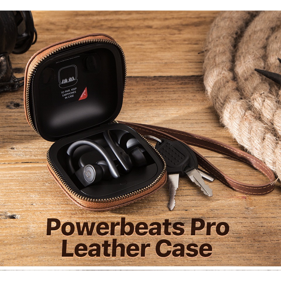 现货适用Powerbeats Pro真皮耳機保護套瘋馬皮無線藍牙耳機皮套