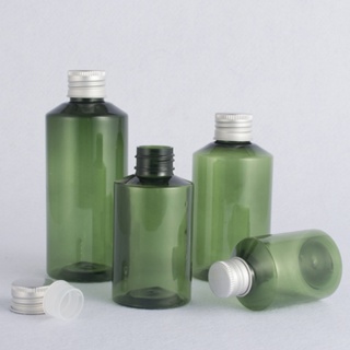 純露瓶墨綠色斜肩瓶鋁蓋乳液分液瓶寵物塑料