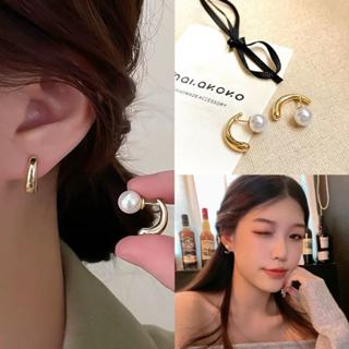 2023輕奢高級感珍珠耳環 s925銀針幾何形耳環耳飾品 獨特氣質耳環 適合甜美女生時尚配飾