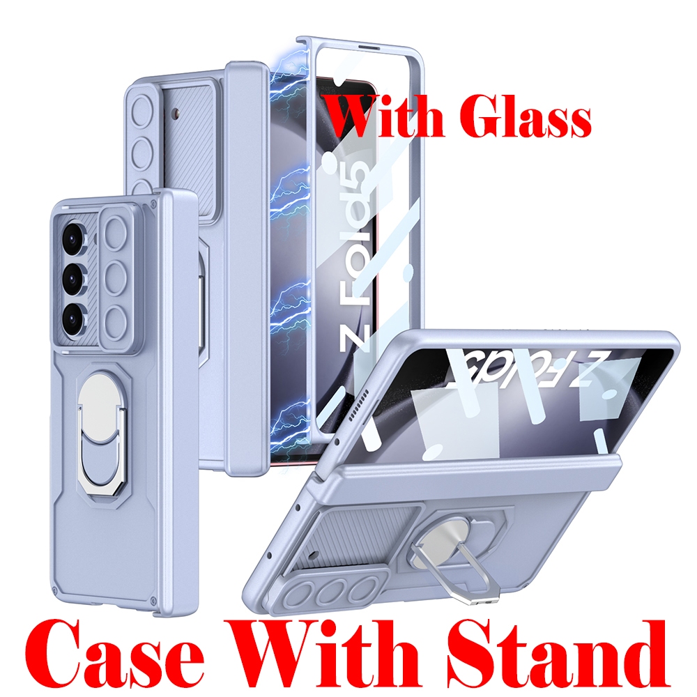 批發 三星摺疊機 Samsung Galaxy Z Fold 5 手機殼 Fold5 保護殼 帶玻璃鉸鏈支架 全包 殼