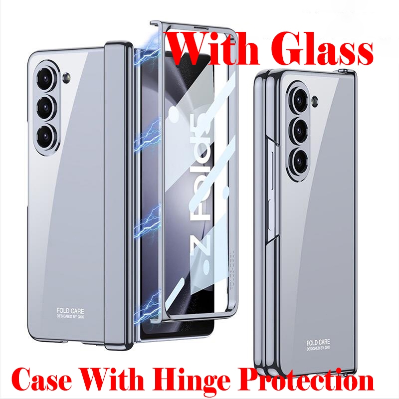批發 三星摺疊機 Samsung Galaxy Z Fold 5 手機殼 Fold5 保護殼 帶玻璃蓋 鉸鏈 全包 殼