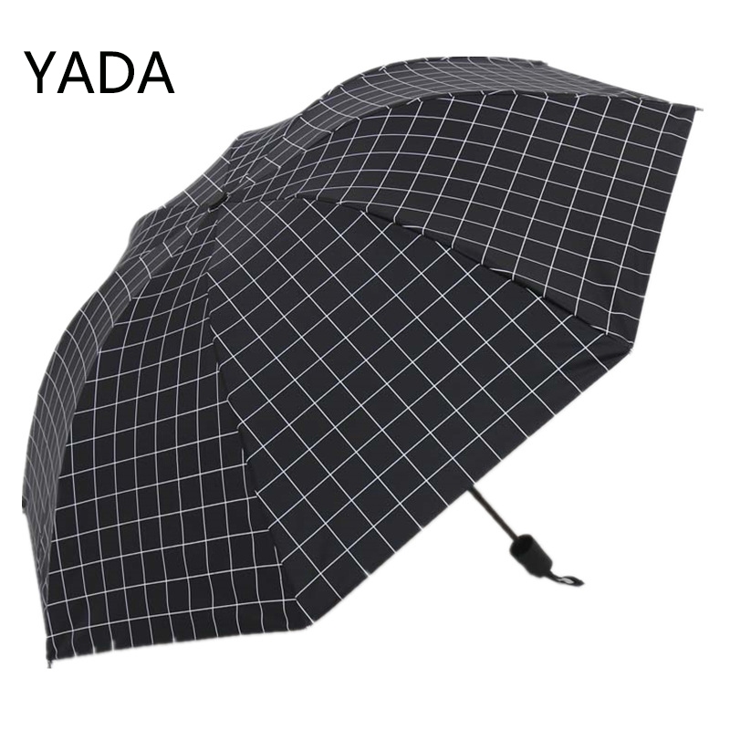 Yada 格子設計旅行傘太陽和雨紫外線陽傘魅力手動雨傘女士便攜式折疊傘 YS230041