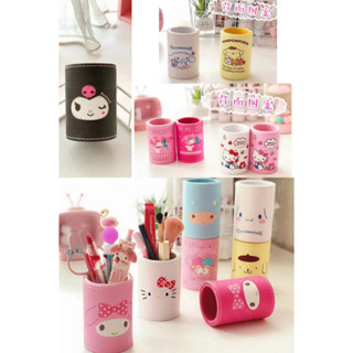 hellokitty筆筒美樂蒂皮革收納桶庫魯米化妝品收納筒學生小筆筒多功能化妝品文具辦公用裝飾文具可愛桌面收納