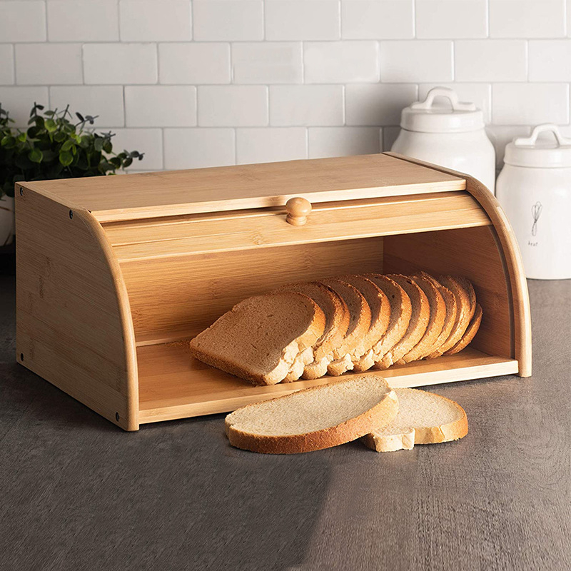 竹製土司麵包收納箱辦公室桌面零食收納盒家用抽屜式碗碟櫃麵包箱