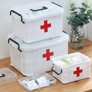 透明可見急救箱多功能家用雙層大容量醫療箱多層家庭包裝防毒藥收納盒口罩收納盒