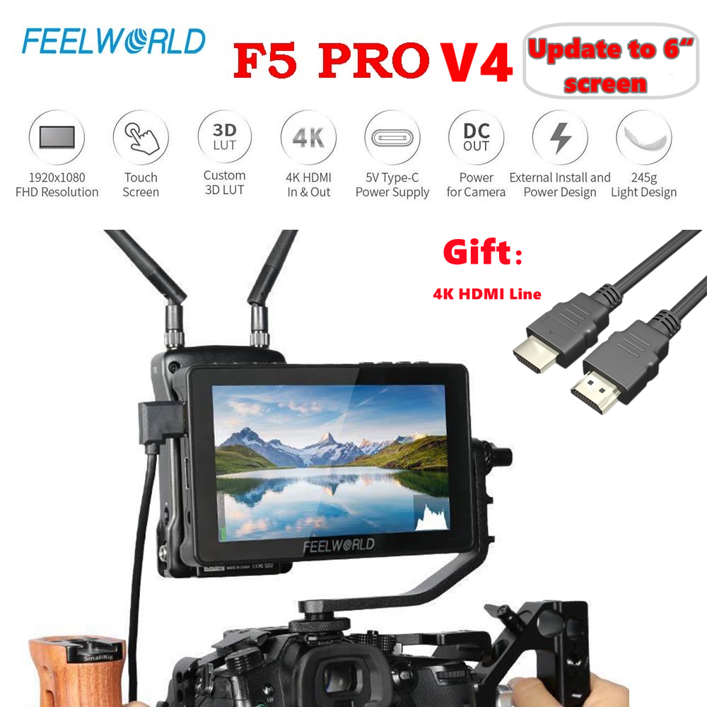 富威德Feelworld F5 Pro V4 6寸監視器 帶觸摸屏 數碼單反相機現場 IPS 1920x1080 4K