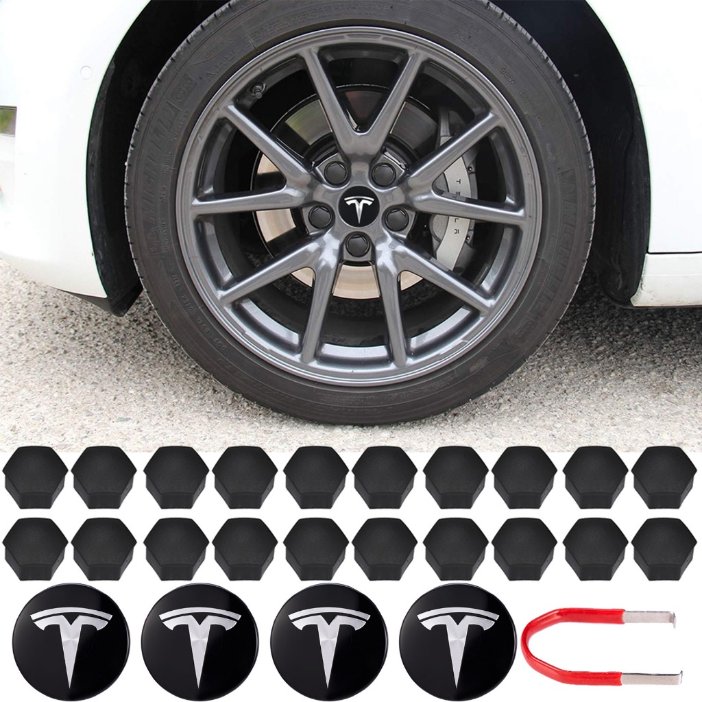 適用於特斯拉 Model 3 S X Y 汽車車輪輪轂蓋輪轂罩套件套裝車輪凸耳螺母罩套件 25 件/套汽車輪胎裝飾特斯拉
