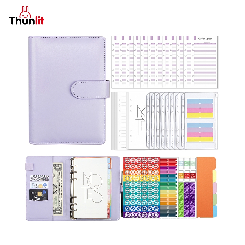 Thunlit Planner 筆記本 A6 2024 DIY 每日每週行程規劃活頁夾 PU 皮套活頁筆記本