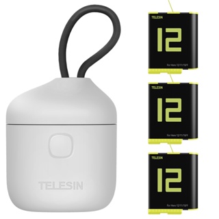 Telesin Allin Box 電池充電器 1750mAh 適用於 GoPro Hero 12 11 10 9 黑色