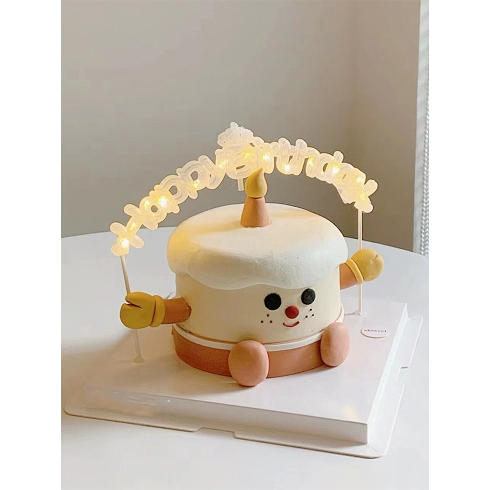 生日快樂燈蛋糕裝飾 Led 燈嬰兒淋浴兒童一歲生日派對照片道具週年紀念用品