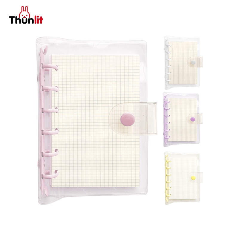 Thunlit 活頁筆記本 6 孔 A7 透明封面內襯填充紙可補充裝筆記和日記本糖果色簡約手冊外殼