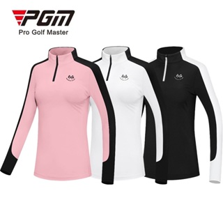PGM Golf 女式長袖 T 恤,立式拉鍊領式設計 YF516