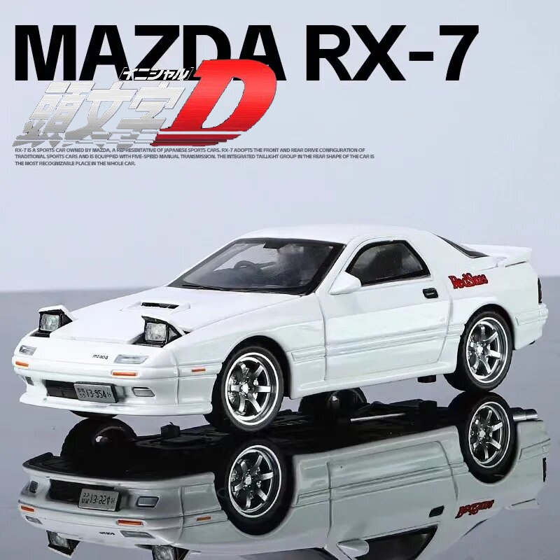 MAZDA Initial D 壓鑄汽車 1:32 馬自達 RX-7 FC JDM Coupe 汽車模型合金壓鑄玩具車門