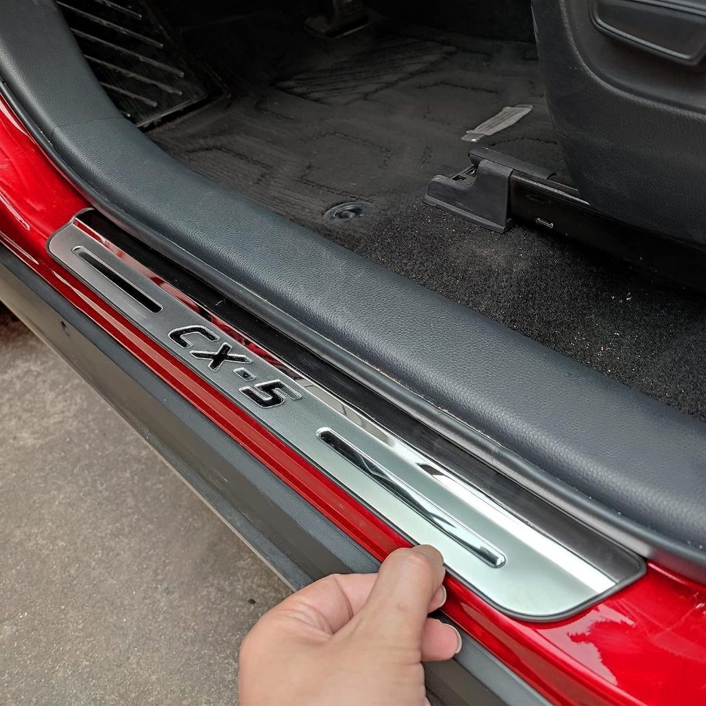 門檻板適用於馬自達 Mazda CX-5 CX5 2017-2024 門檻板 迎賓踏板保護 不鏽鋼裝飾配件 保護車漆