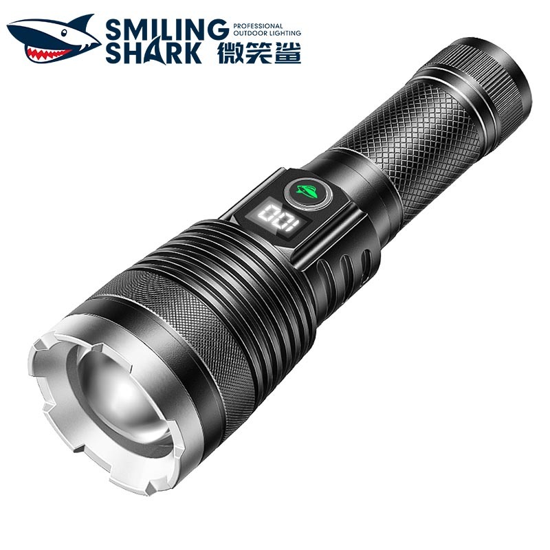 微笑鯊正品 SD0521 led手電筒強光 M60超亮燈珠 5檔調焦 26650 Type-C充電手電筒 戶外登山露營