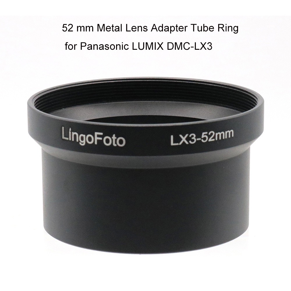 國際牌 52 毫米金屬鏡頭轉接管環適用於松下 LUMIX DMC-LX3 相機黑色