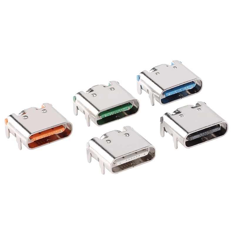 USB Type-C 16P母座臥貼板上四腳插高清傳輸接口插座USB連接器