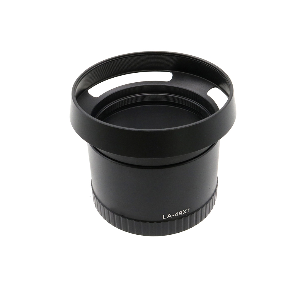 LEICA 金屬 49mm LA-49X1 鏡頭轉接管,帶 49mm 鏡頭遮光罩,適用於徠卡 X1 X2 相機黑色