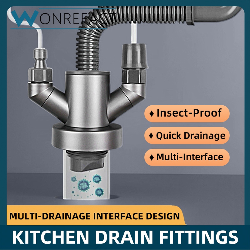 廚房管道排水管接頭廚房淨水器排水管接頭浴室排水管除臭防蟲快速安裝耐用