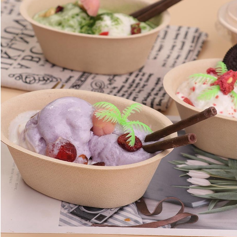 【現貨】【冰淇淋碗】浴缸杯栗子杯 刨冰碗 冰激凌杯 打包碗 一次性 紙漿 綿綿冰 商用 小吃碗