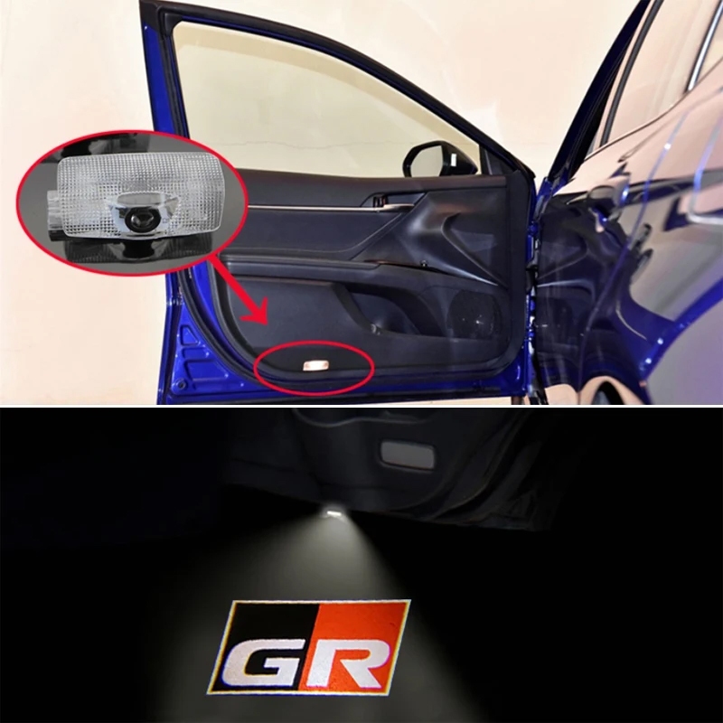 2 件裝汽車禮貌迎賓燈車門警示燈適用於豐田 GR Sport Gazoo Racing CROWN COROLLA RE