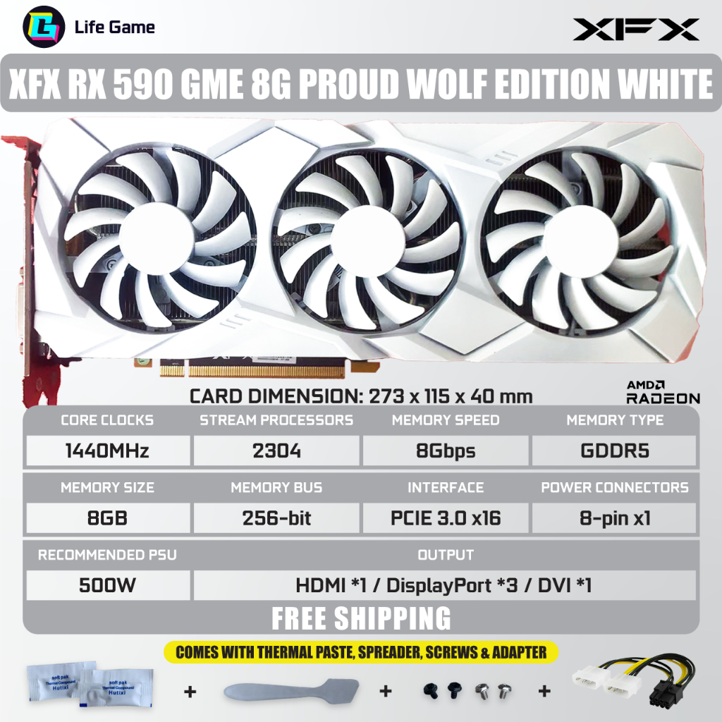 二手白色 GPU RX 590 5500 5600 XT 6600 Vega56 GTX 1660 TI 8G 8GB