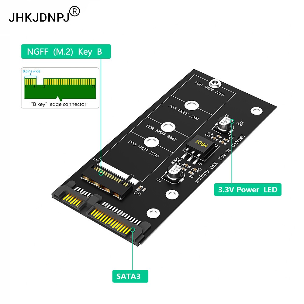 M.2 NGFF 到 SATA 適配器卡 B Key/B 和 M Key SSD 轉換器 NGFF M2 到 2.5 英