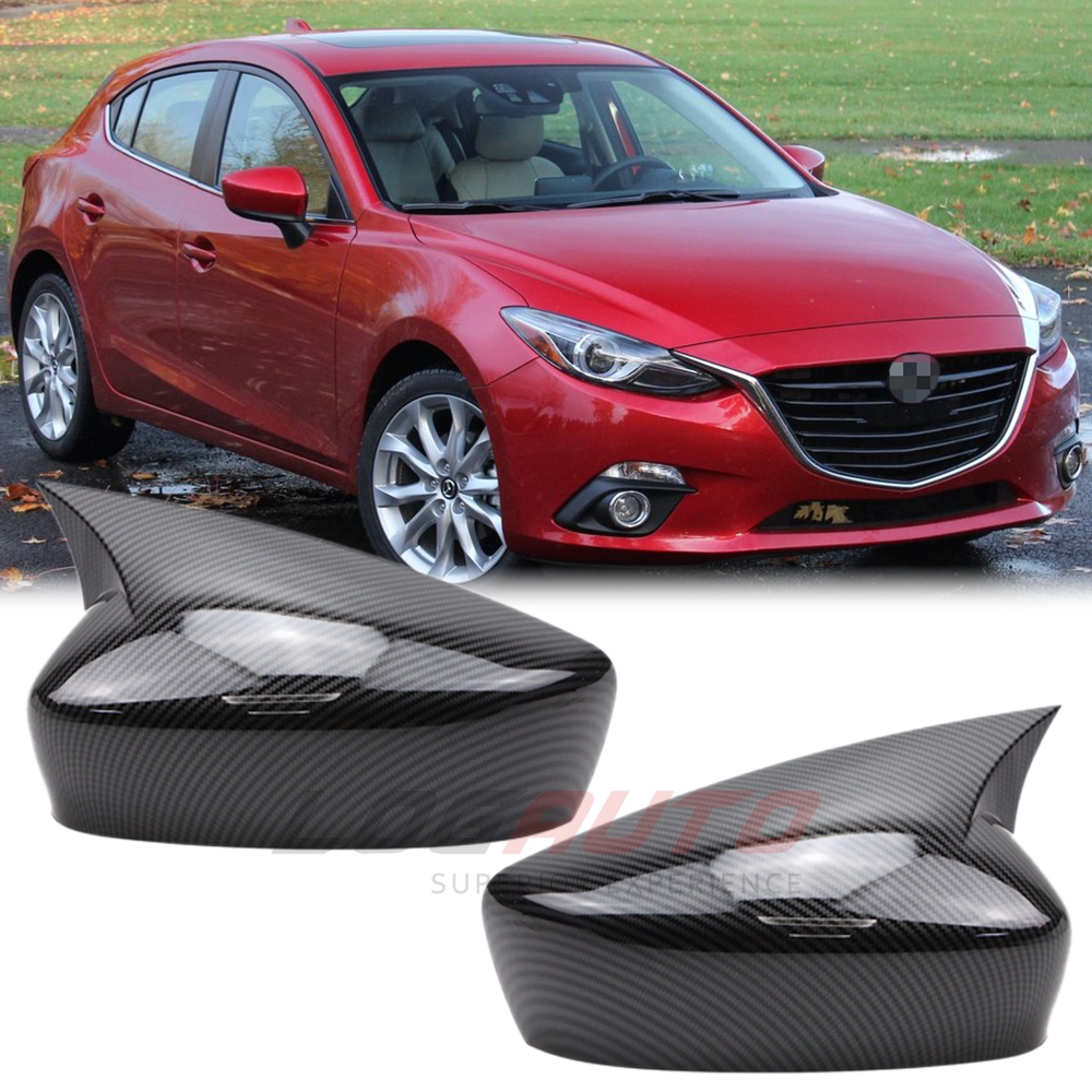 MAZDA 2 件裝碳纖維圖案後視鏡蓋適用於馬自達 3 Axela 2014 2015 2016 2017 2018、馬