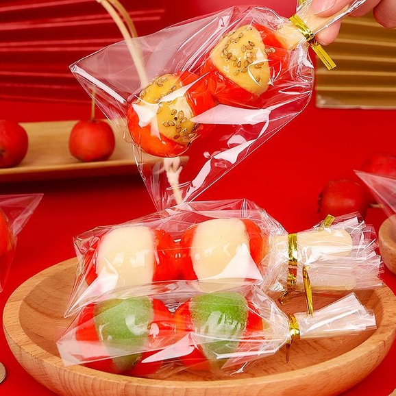 現貨【糖葫蘆包裝】迷你冰糖葫蘆包裝袋 透明 糖葫蘆小串包裝盒紙 一次性專用裝袋子 打包