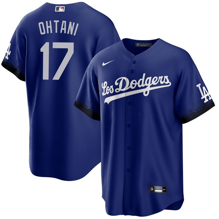 男式 2023 年 MLB 洛杉磯道奇隊 17 Shohei Ohtani 藍色主場棒球球衣