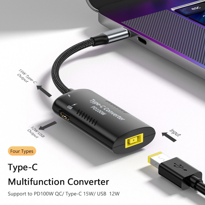 Type-c 轉 USB-A DC7.4*5.0MM/5.5*2.1MM/7.9*5.5MM PD 100W 延長集線器