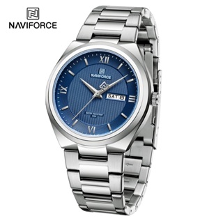 Naviforce 全新高品質石英模擬手錶男士豪華商務/正裝男士腕錶防水時鐘帶日期週