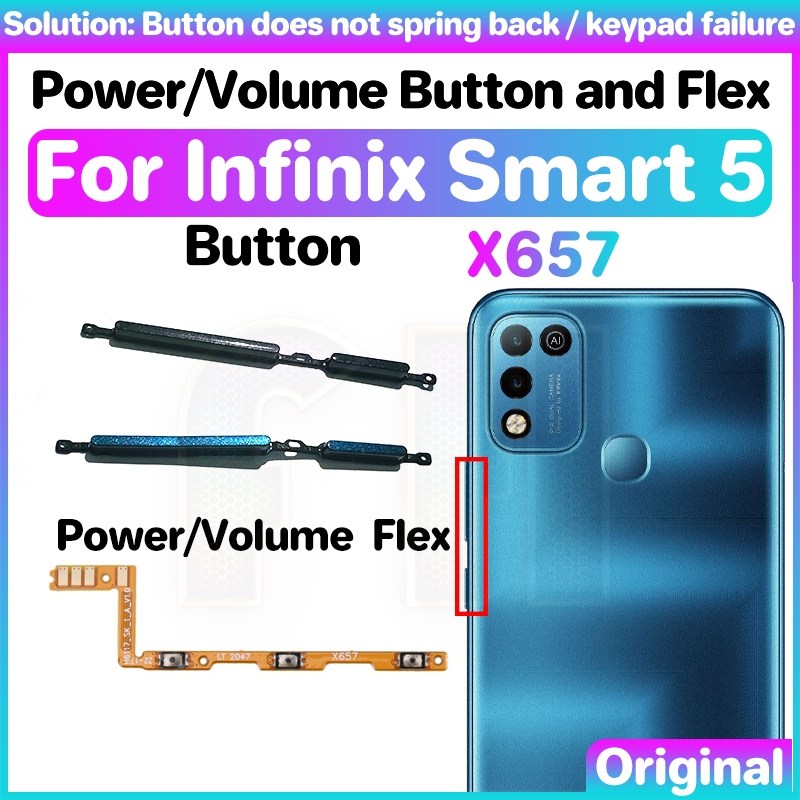 Poower 音量按鈕 Flex 適用於 Infinix smart 5 X657 開關電源開關鍵靜音音量控制按鈕帶狀排