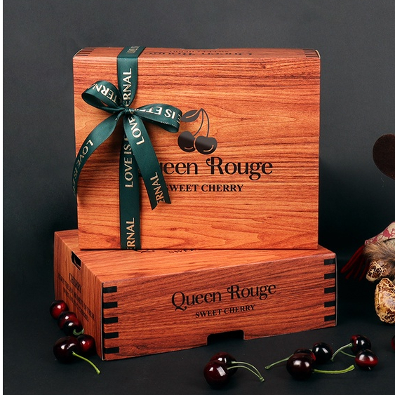 【現貨】【水果禮盒】智利進口車釐子 禮盒 包裝盒 5斤 高檔 水果木紋櫻桃空盒 創意 手提 紙箱