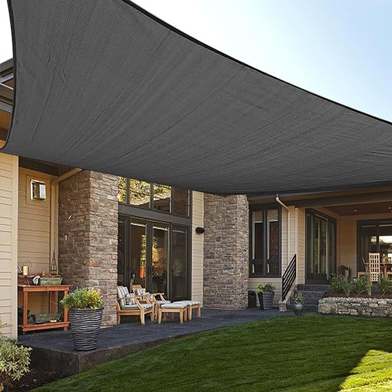 遮陽帆 矩形加厚遮陽網 防晒遮陽棚 防紫外線 適用於戶外露台車庫花園後院 185GSM HDPE