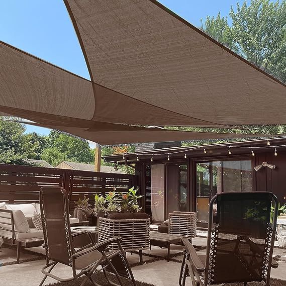 遮陽帆 三角加厚遮陽網 防晒遮陽棚 防紫外線 適用於戶外露台車庫花園後院 185GSM HDPE