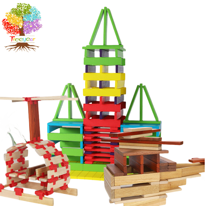 【樹年】兒童木質100片建築大師 幼兒園早教建構區疊疊高發揮想象益智玩具