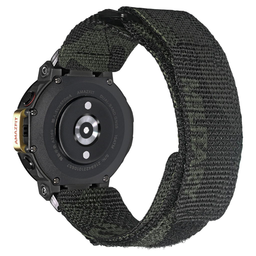 Hemsut 尼龍錶帶適用於 Amazfit T-Rex 2 替換錶帶適用於 Amazfit TRex 2 軍用 Cam