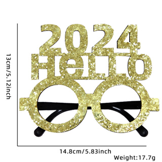 2024新年派對裝飾眼鏡攝影道具新年快樂卡通可愛眼鏡框裝飾