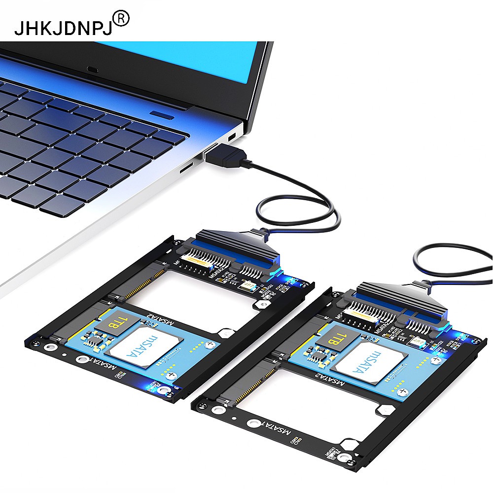 雙 mSATA SSD 轉 2.5" SATA III 適配器卡,帶框架支架 - 將 mSATA SSD 固定為 7mm