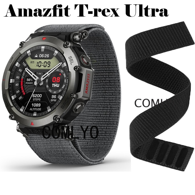 適用於 華米 AMAZFIT T-rex Ultra 錶帶 尼龍 智能手錶 魔術貼 柔軟 透氣 運動 腕帶