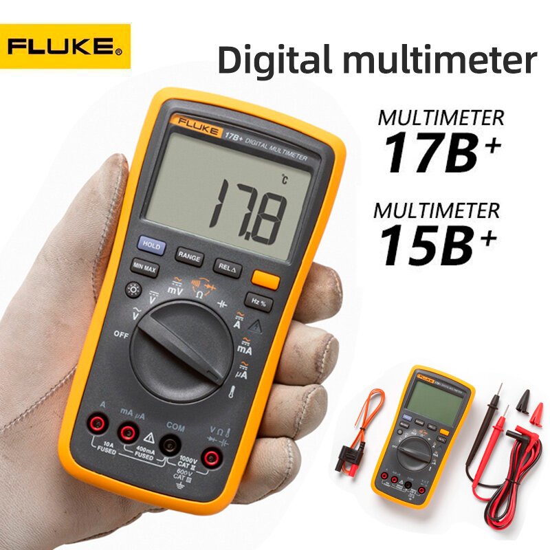 Fluke 15B+17B+ 數字萬用表測試儀 AC/DC 電壓電流電容 Ohm 溫度測試自動/手動測量
