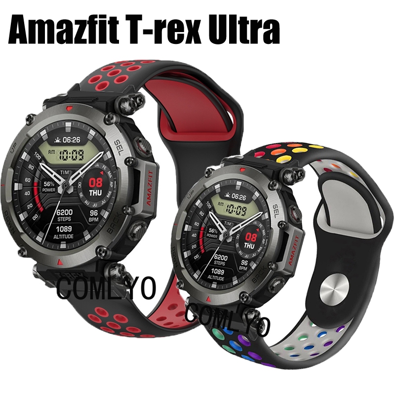 適用於 華米 Amazfit T-rex Ultra 錶帶 矽膠 柔軟 男士 女士 運動 雙色 替換 腕帶