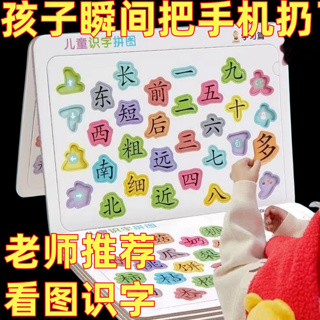 嬰幼兒識字拼圖兒童玩具認字神器3到6歲寶寶看圖版漢字卡片入門玩具