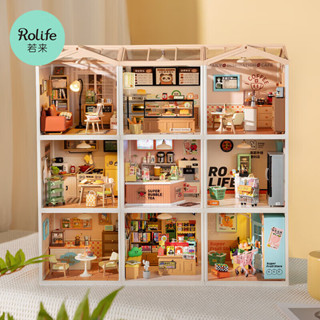 現貨速發🔥 Rolife 若來超級世界商店 DIY手工小屋 拼裝積木模型 3D立體拼圖 娃娃屋 袖珍屋 微縮場景擺件禮物