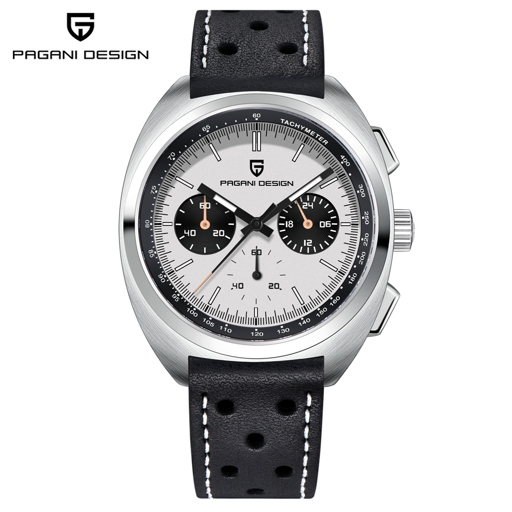 Pagani DESIGN 熊貓錶盤男士手錶日本 VK63 計時碼表石英不銹鋼藍寶石玻璃防水手錶男士 PD-1782