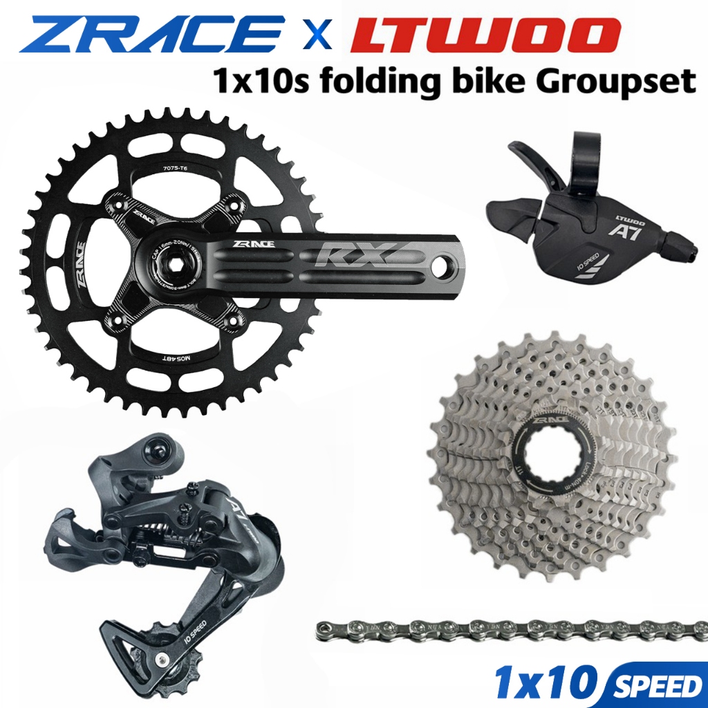 Ltwoo A7 1x10 速度,10 秒折疊自行車套件,變速 r+ 後變速器 + ZRACE 牙盤盒/鏈條,折疊自行車