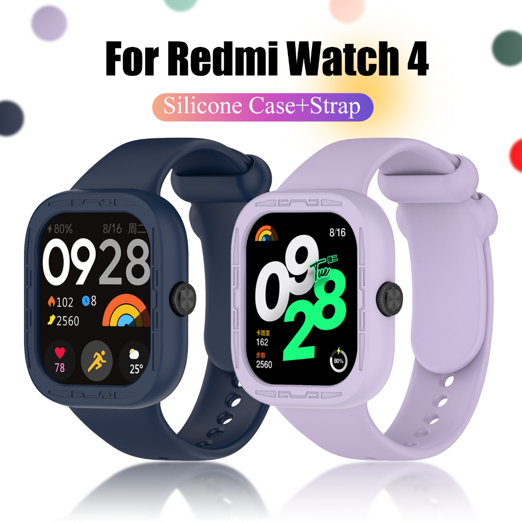 Redmi 手錶 4 錶帶 腕帶+矽膠保護殼 矽膠錶帶錶殼適用於Redmi Watch 4 紅米手錶4智慧手錶替換腕帶