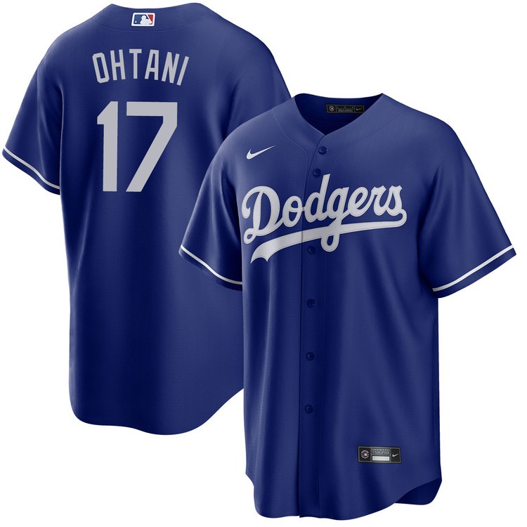 男式 MLB 洛杉磯道奇隊 Shohei Ohtani 藍色棒球球衣